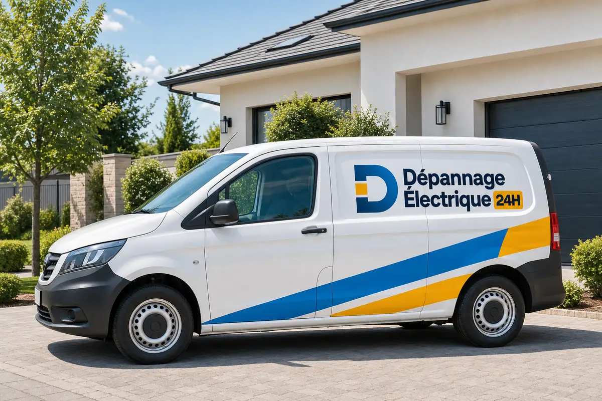 Utilitaire Dépannage Électrique 24H garé devant une maison de Seine-et-Marne